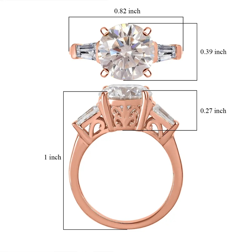 Genuine Moissanite Ring in Vermeil Rose Gold Over Sterling Silver 3.40 ctw - Picture 10 of 10